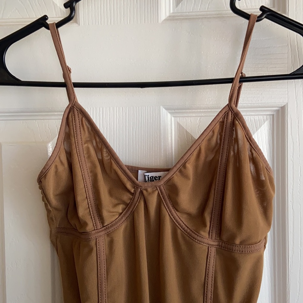 Brown Tiger Mist Mesh Bodysuit - Picture 2 of 7
